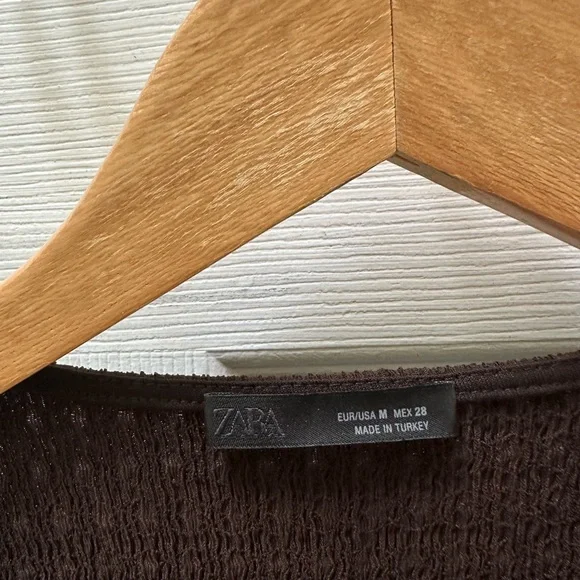 Zara TOP GILET BOUTONS TEXTURED Chocolate brown tank v neck m medium - Picture 3 of 7